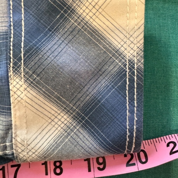 AMERICAN RAG Mens 100% Cotton Blue/White Plaid Button Down Long Sleeve Shirt  L - Picture 8 of 8